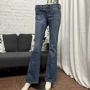 Vintage Smart Set blue low rise bootcut jeans with pockets details size 30